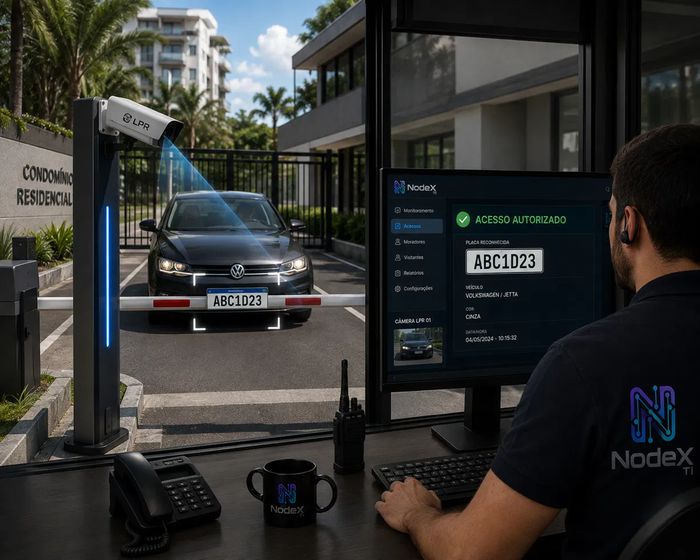 Totem de leitura de placas Alphadigi em operação